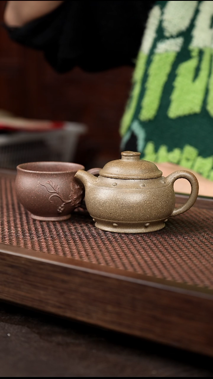 茶杯紫砂岩中泥小太极鼓+报春杯
