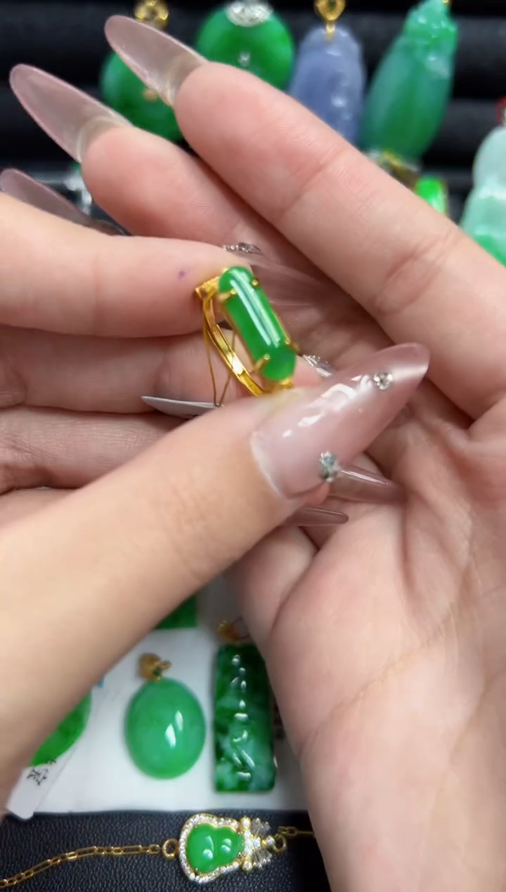 【闪购商品】翡翠戒指银S925镶嵌Y缅料A货/支持复检/一件