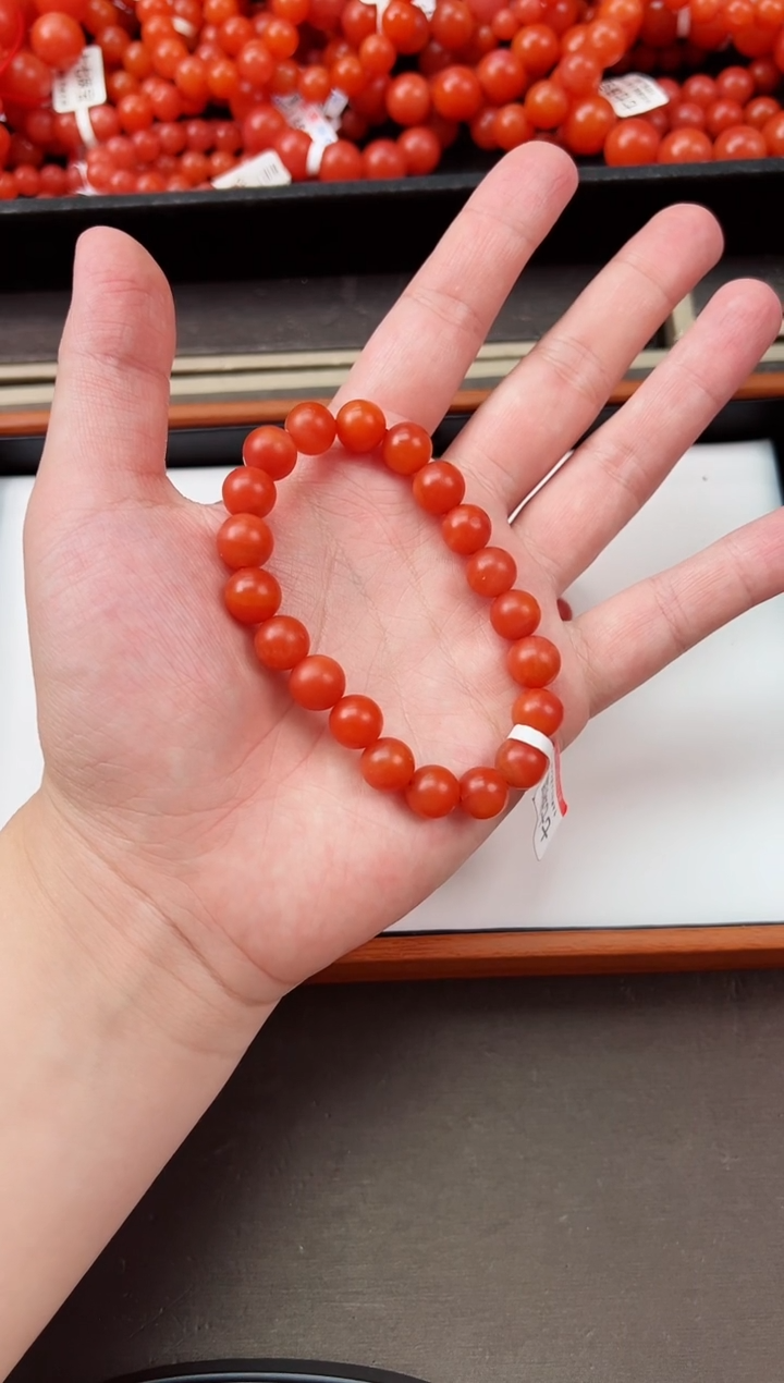 【闪购商品】南红玛瑙手串未镶嵌滴水洞哑光10+一条