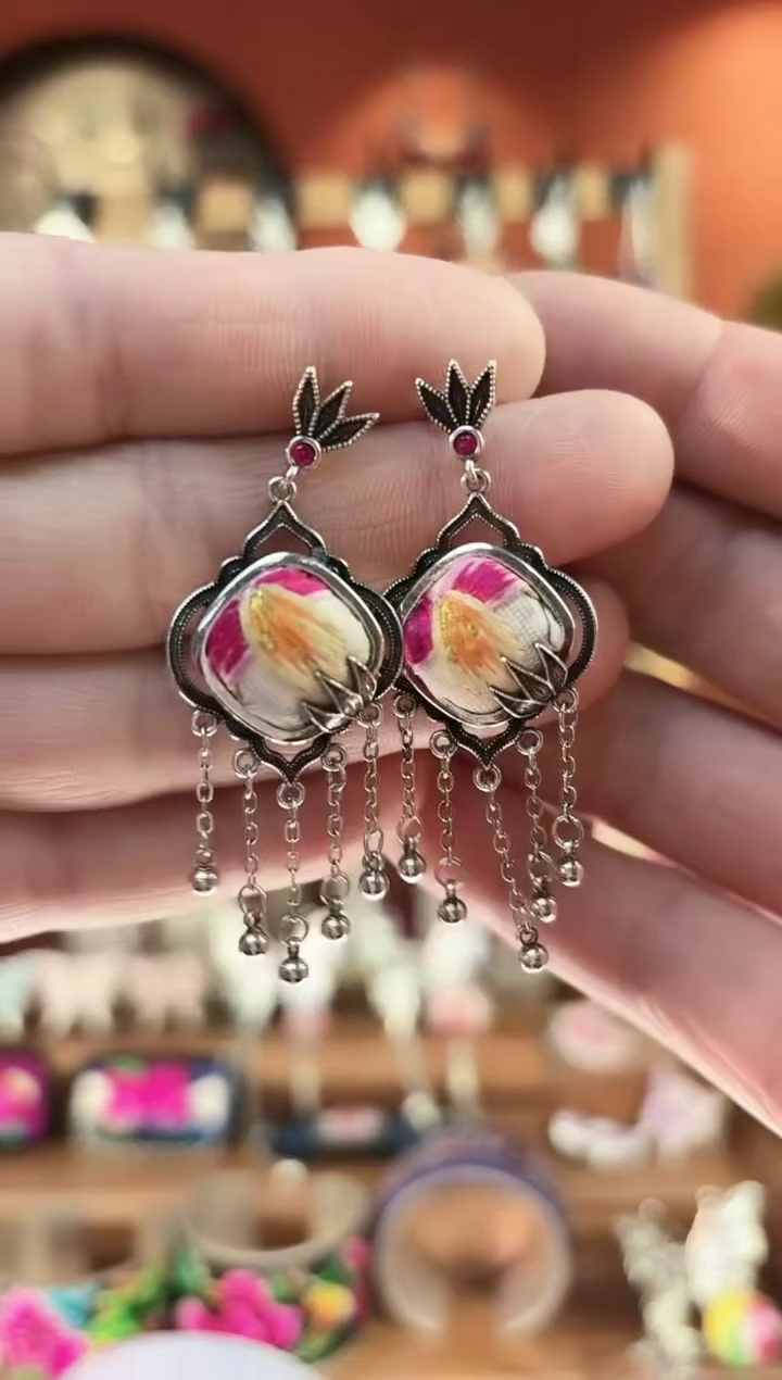 织绣非遗手工苗绣刺绣耳环19