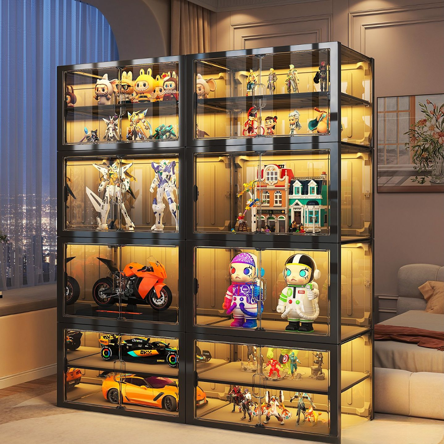 手办展示柜家用透明高达盲盒适用乐高模型摆件积木玩具陈列收纳架