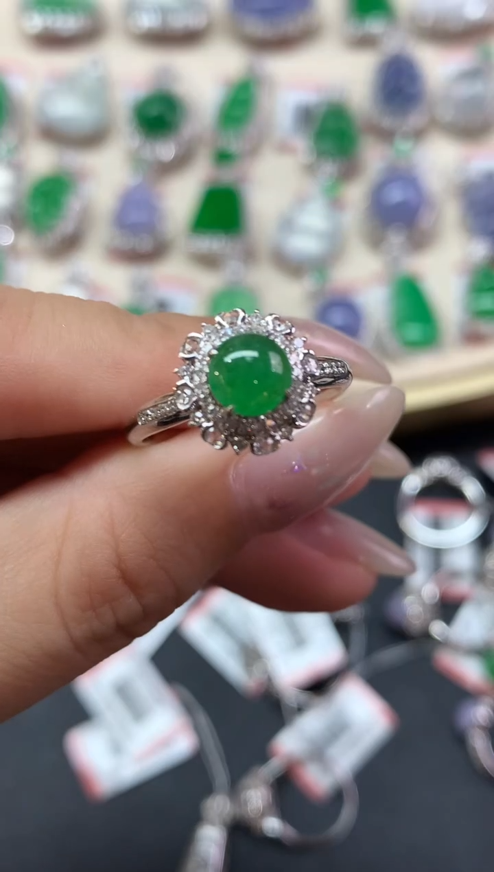 翡翠戒指18K金镶嵌戒指|6800