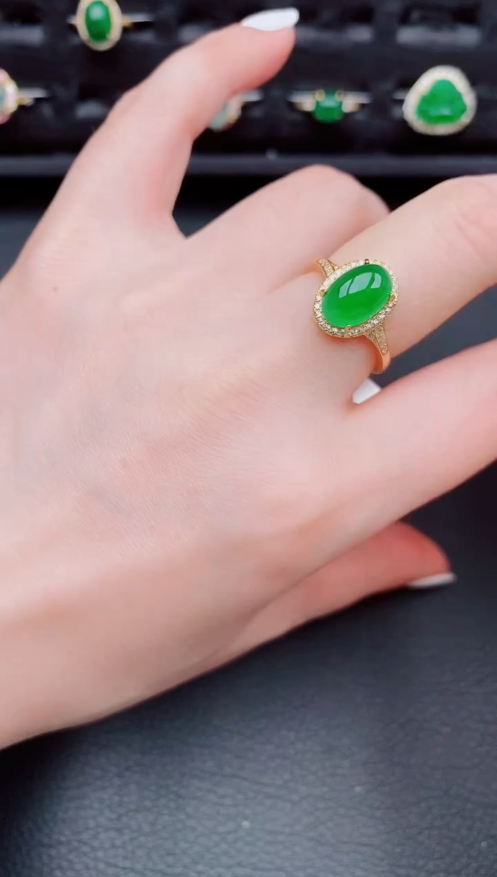 【闪购商品】翡翠戒指银S925镶嵌天然a货翡翠302