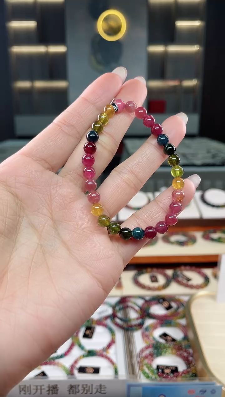 未镶嵌老矿碧玺单圈手串6mm+碧玺（多样性发一条）T