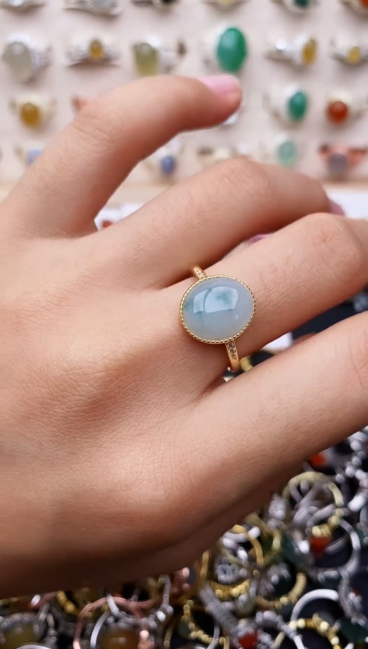 【闪购商品】翡翠戒指银S925镶嵌缅甸翡翠