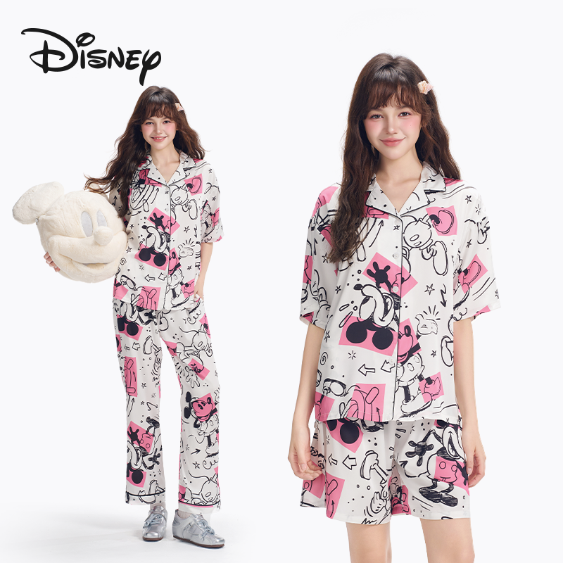 Disney/迪士尼米奇印花涂鸦可外穿三件套26年春夏新款女士睡衣
