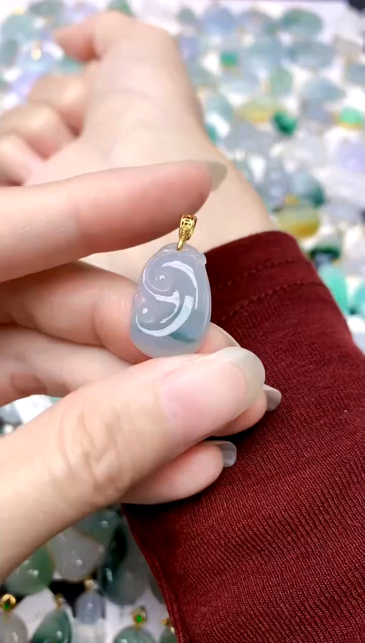 颈饰银S925镶嵌翡翠天然A货翡翠