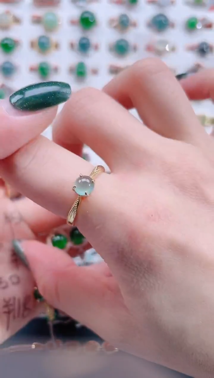 银S925镶嵌戒指翡翠天然翡翠