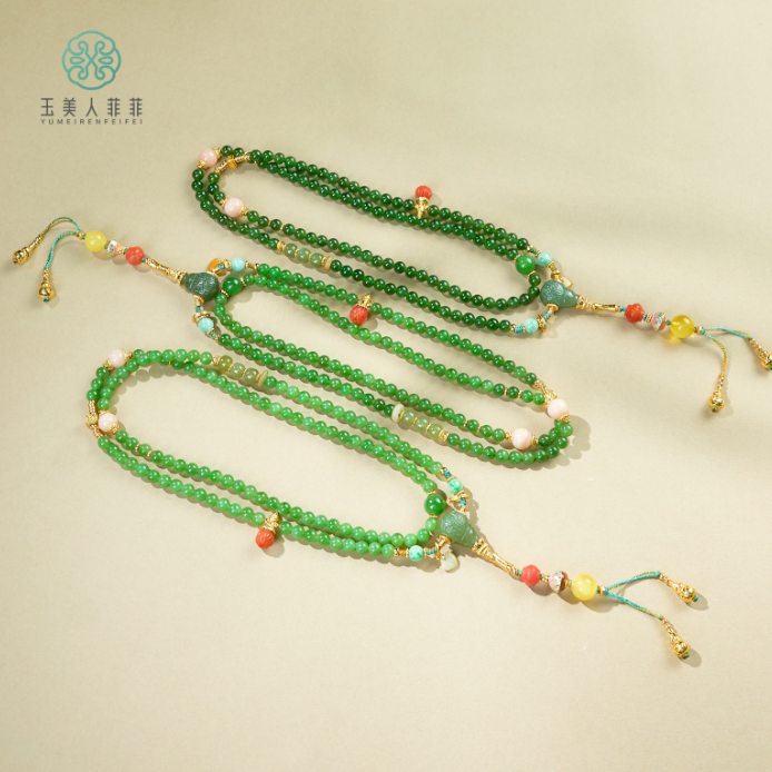 菲菲珠宝好@S925碧玉项链-圆珠约6mm多样性发一