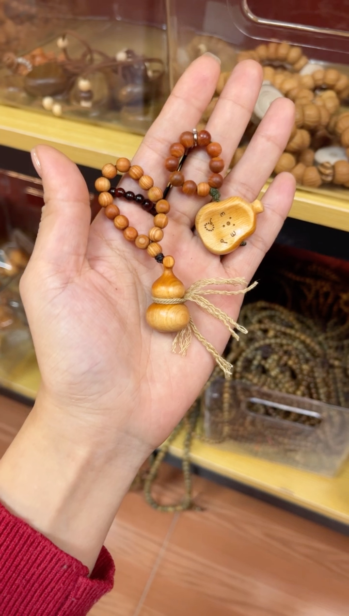 非洲檀香无事牌小凹面葫芦+小葫芦 两件套