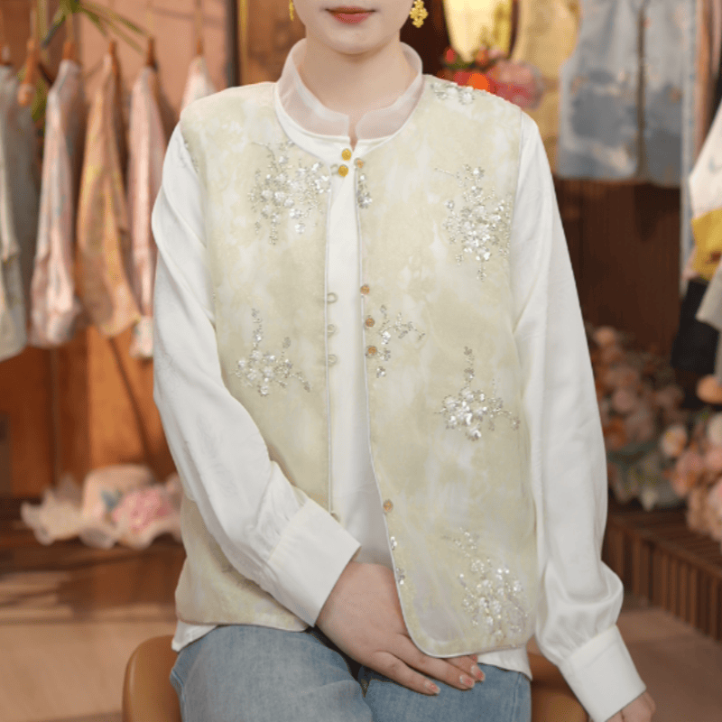 【青璃花枝】新中式气质高端春季女款青璃花枝马甲