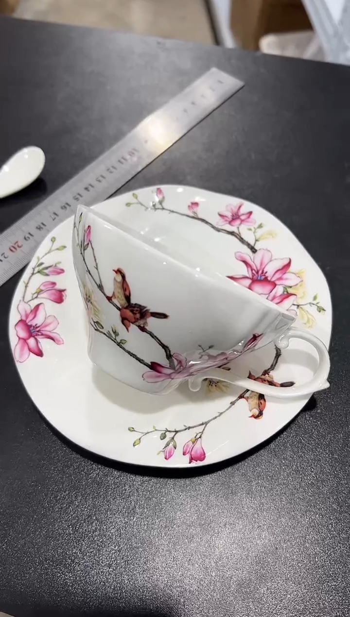 杯子骨瓷（简装）咖啡杯碟一套+骨瓷咖啡勺