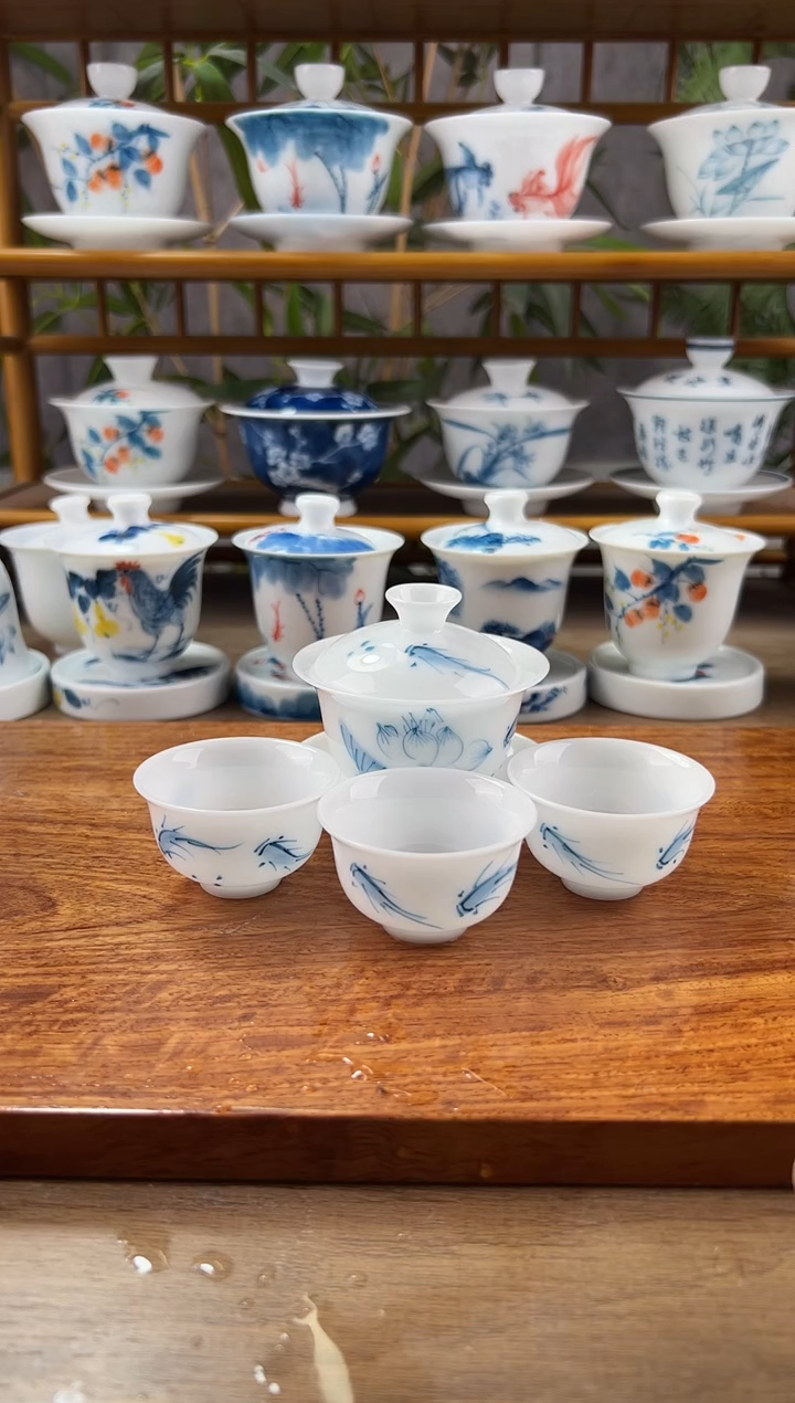 【闪购商品】全品高冰荷花鱼聚80ml三才+一口杯3