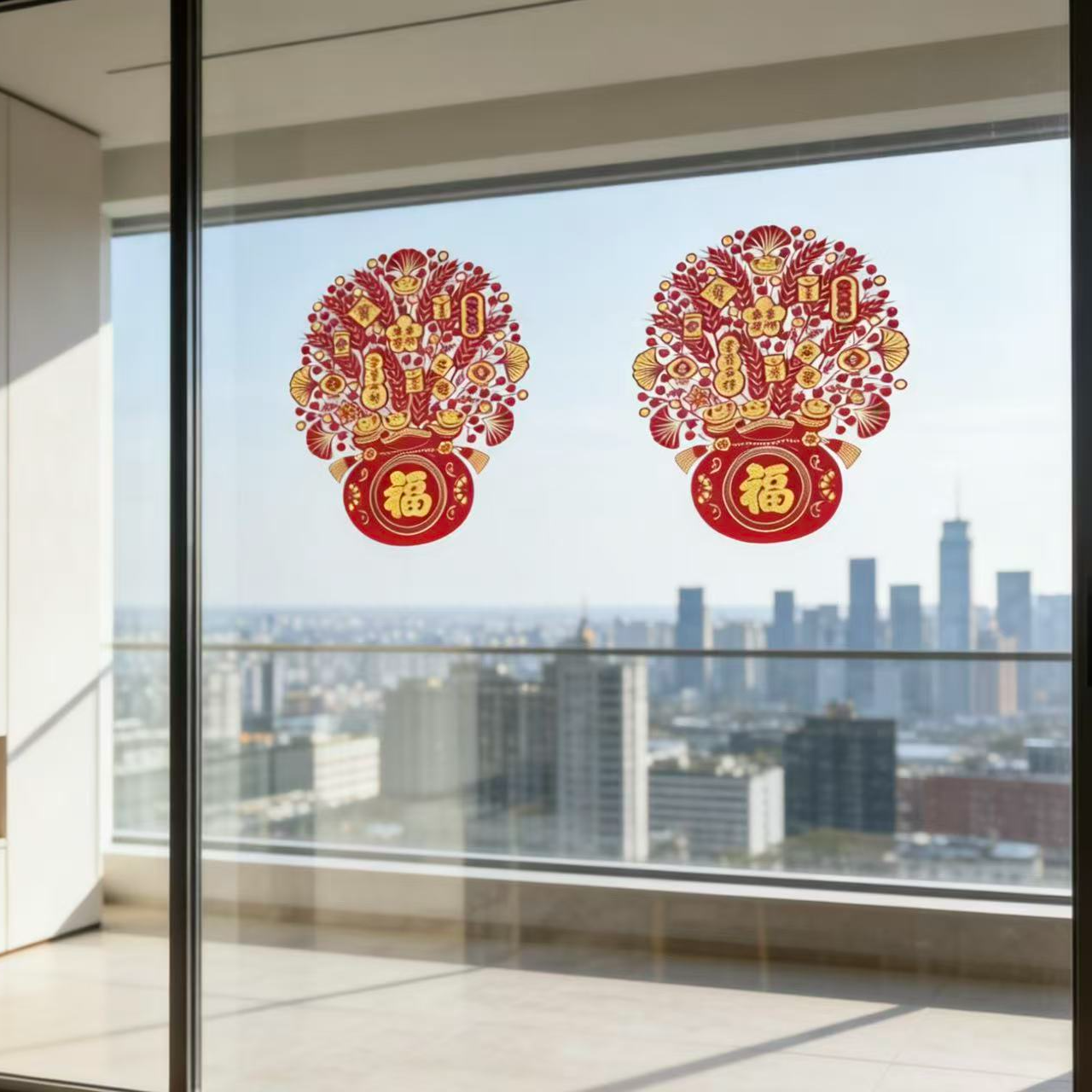 马年静电窗花贴画春节过年玻璃装饰贴纸