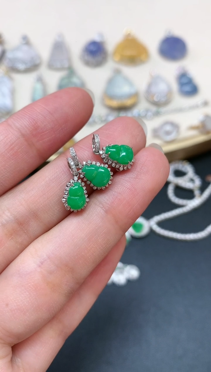 翡翠18K金镶嵌吊坠(不含链)多样性发货一件A285|1980