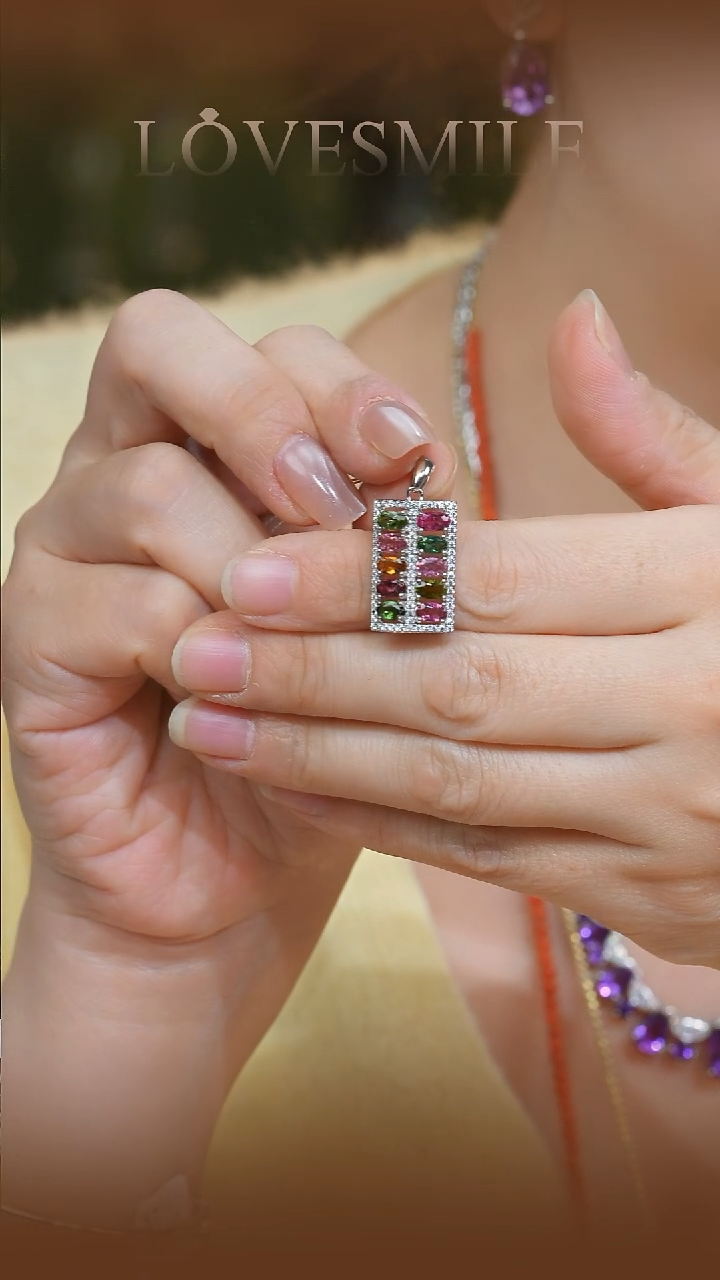 银S925镶嵌吊坠碧玺036