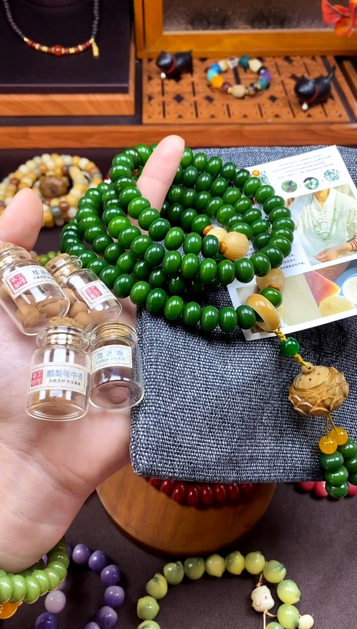 【闪购商品】白玉菩提手串绿菩提108多圈 香盒款+香丸