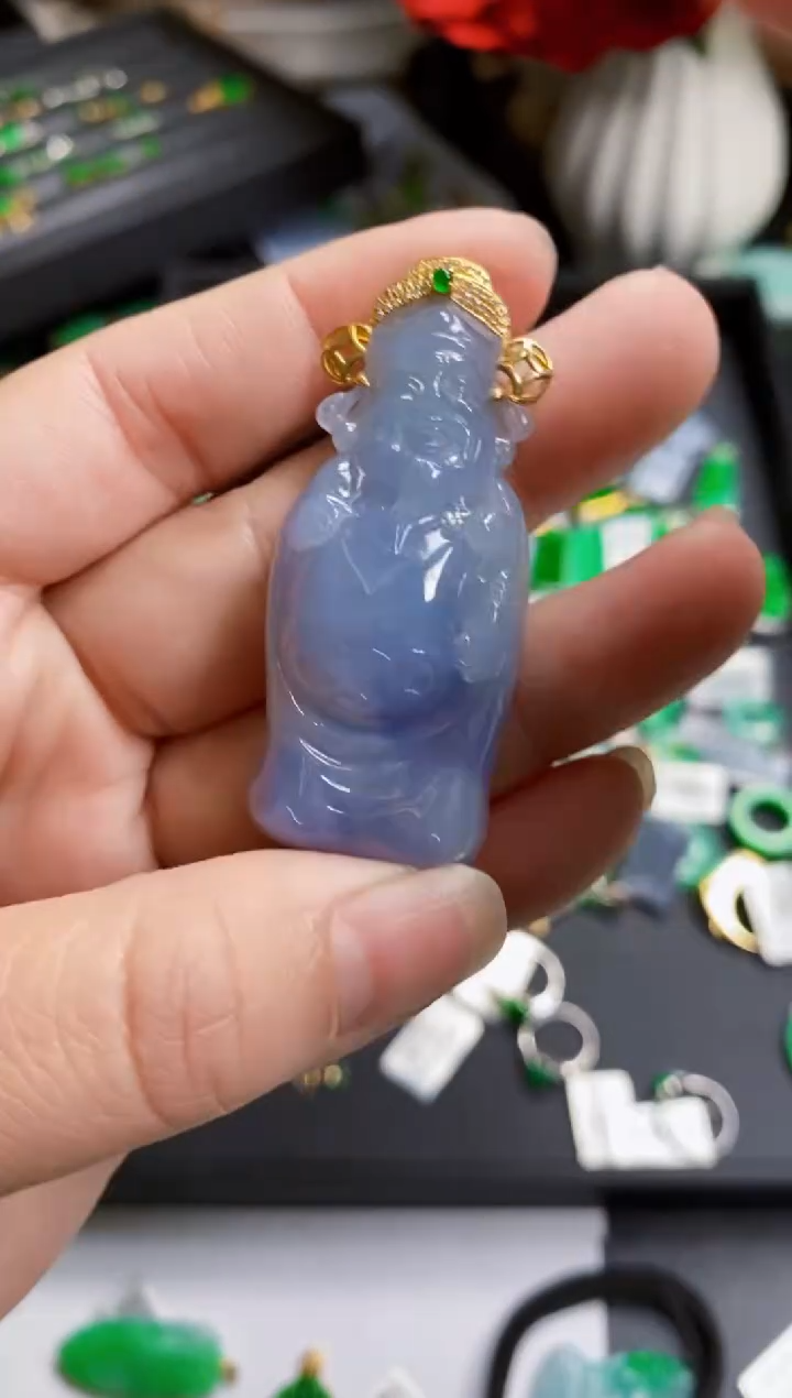 【闪购商品】翡翠颈饰18K金镶嵌财神