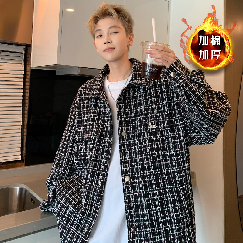 外套男2025秋冬加棉痞帅潮流宽松百搭休闲百搭香风夹克HJ324673