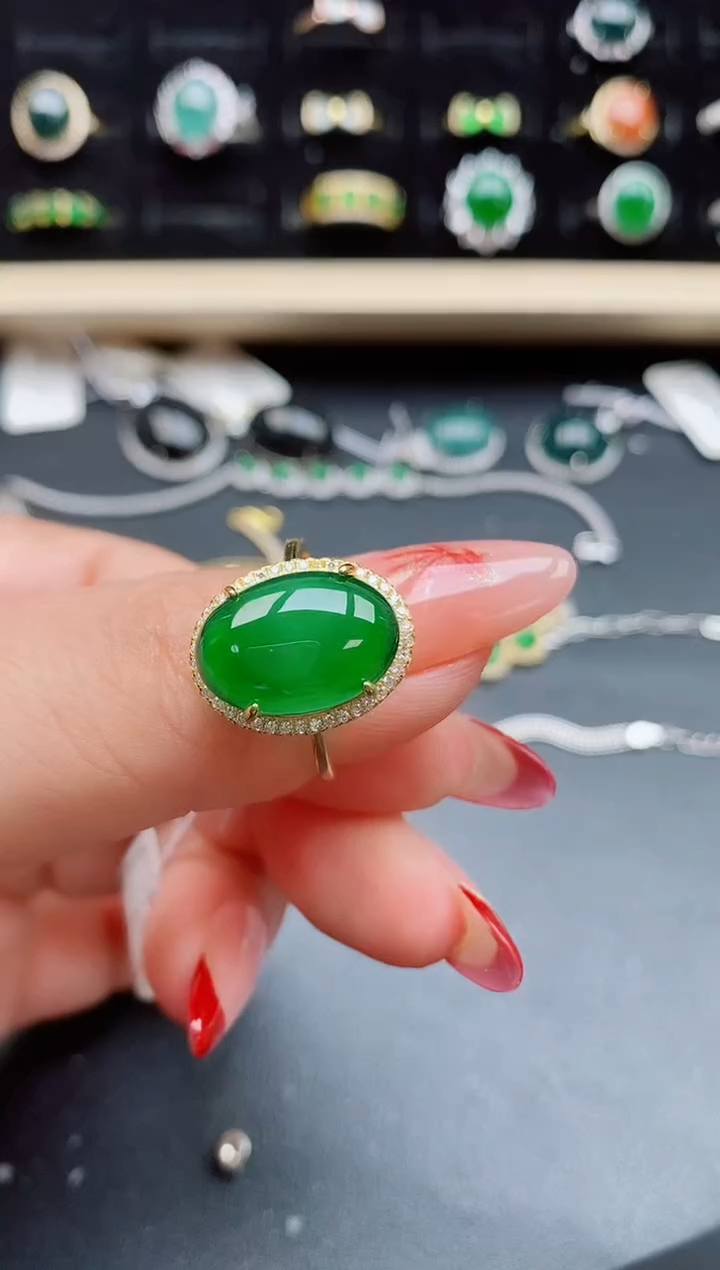 【闪购商品】翡翠戒指银S925镶嵌12121