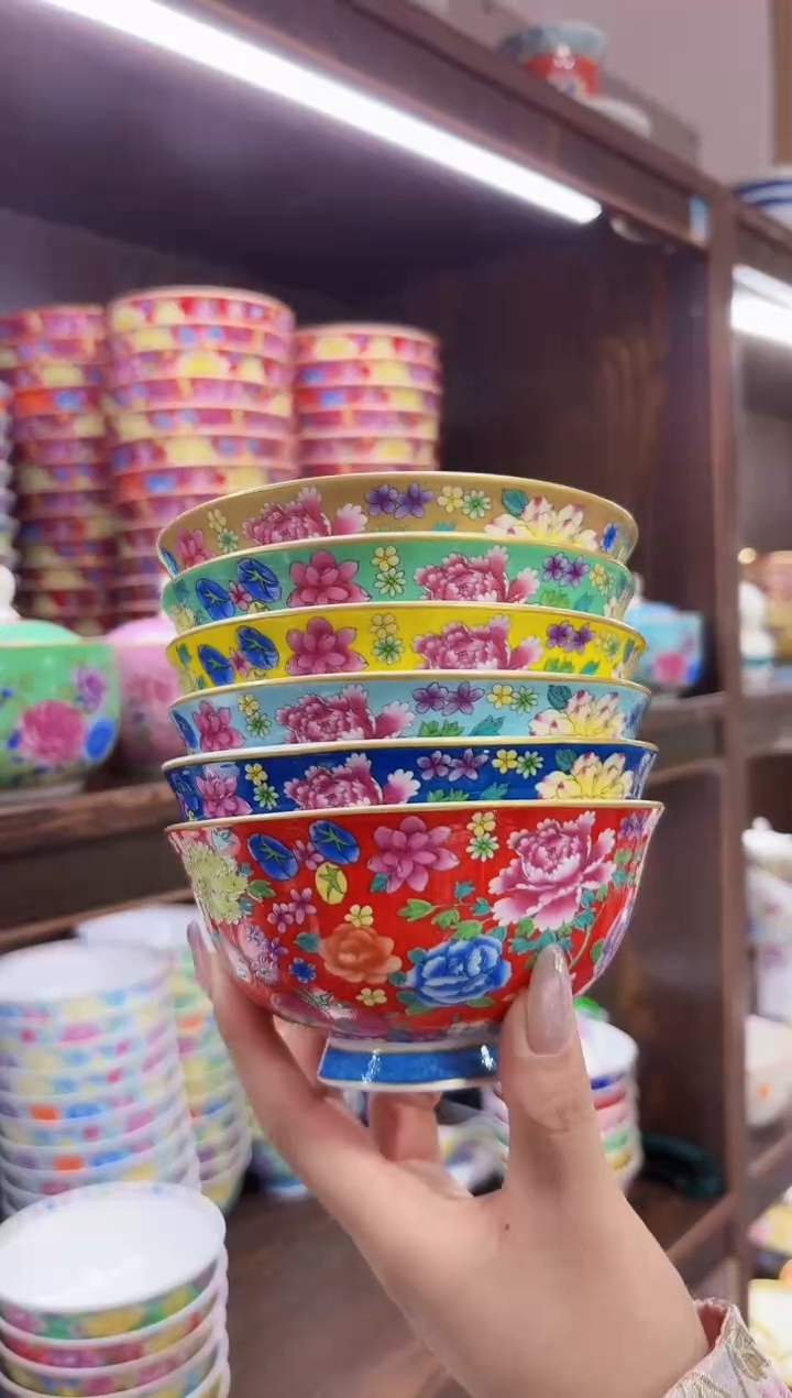 珐琅4.5英寸饭碗6个景德镇餐具