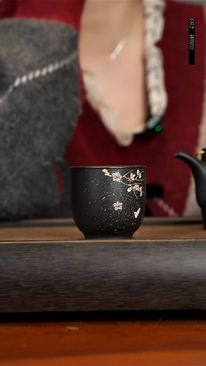 【闪购商品】紫砂茶壶黑料落雪红梅杯