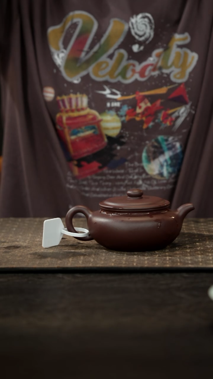 茶壶紫砂老紫泥扁腹仿古180cc