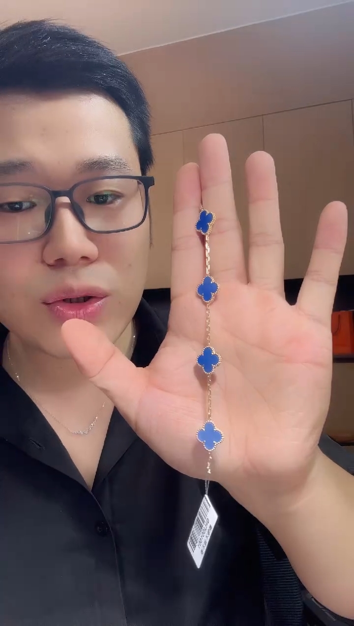 【闪购商品】玛瑙/玉髓手链18K金镶嵌蓝色k黄，五花手链GHJ25版