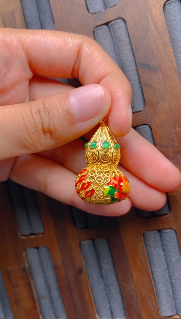 翡翠银S925镶嵌吊坠(不含链)大葫芦