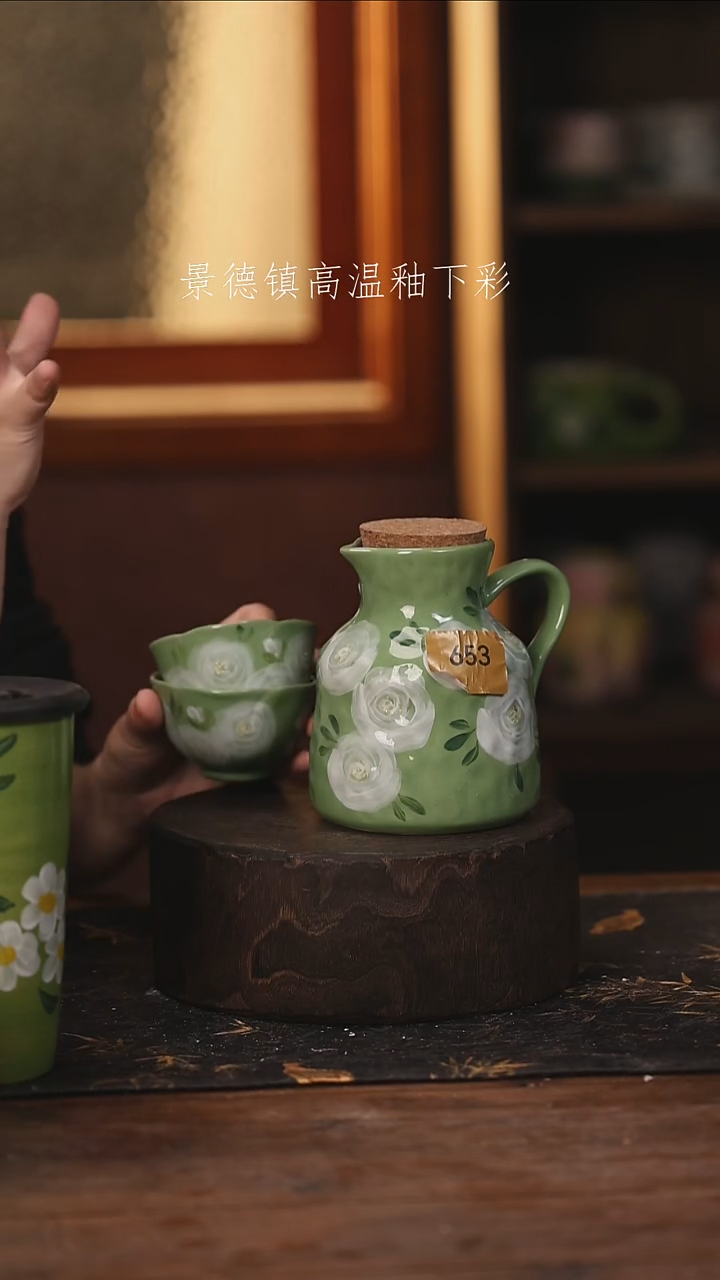 陶瓷景德镇高温釉下手绘陶瓷@L653@