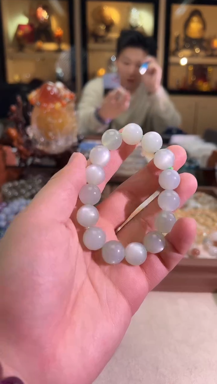 未镶嵌手链月光石14mm+抹茶绿月光（多样性发一）