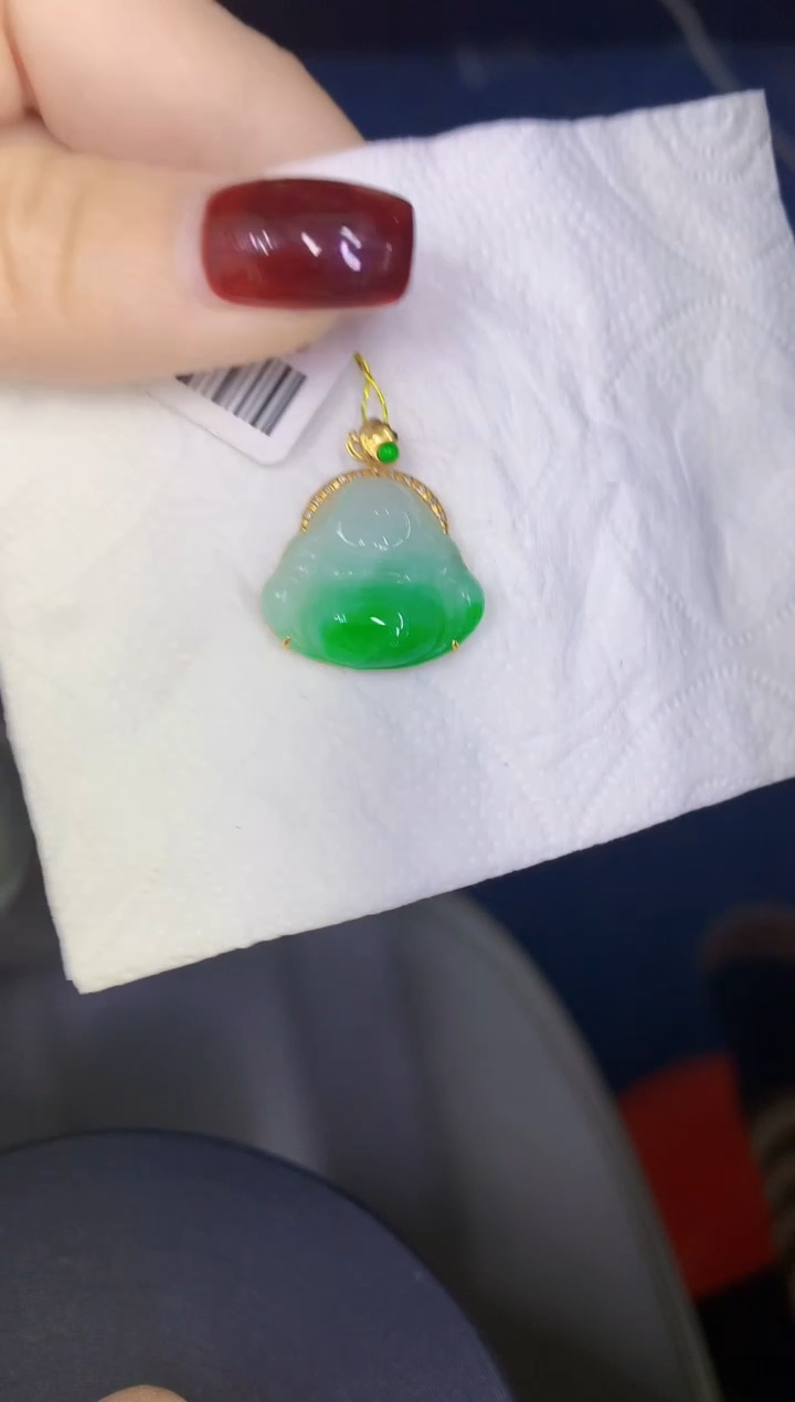 颈饰18K金镶嵌翡翠缅甸天然翡翠A货