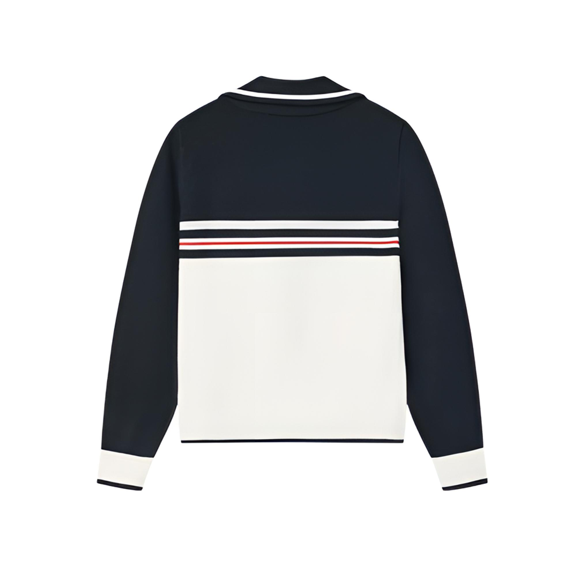 025刺绣拼色翻领毛衣女