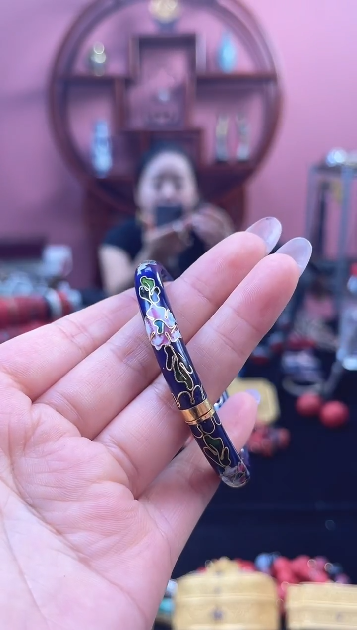 非遗 景泰蓝开口镯 55-63 宝蓝