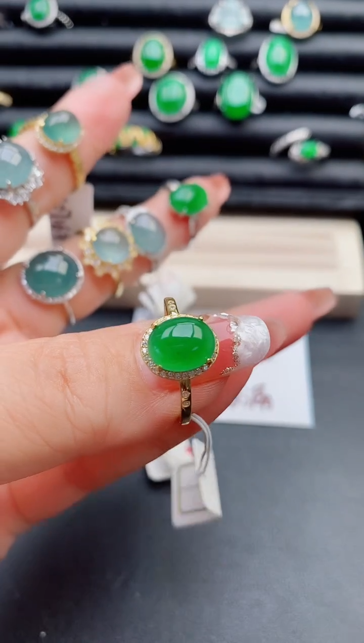 【闪购商品】翡翠戒指银S925镶嵌321312