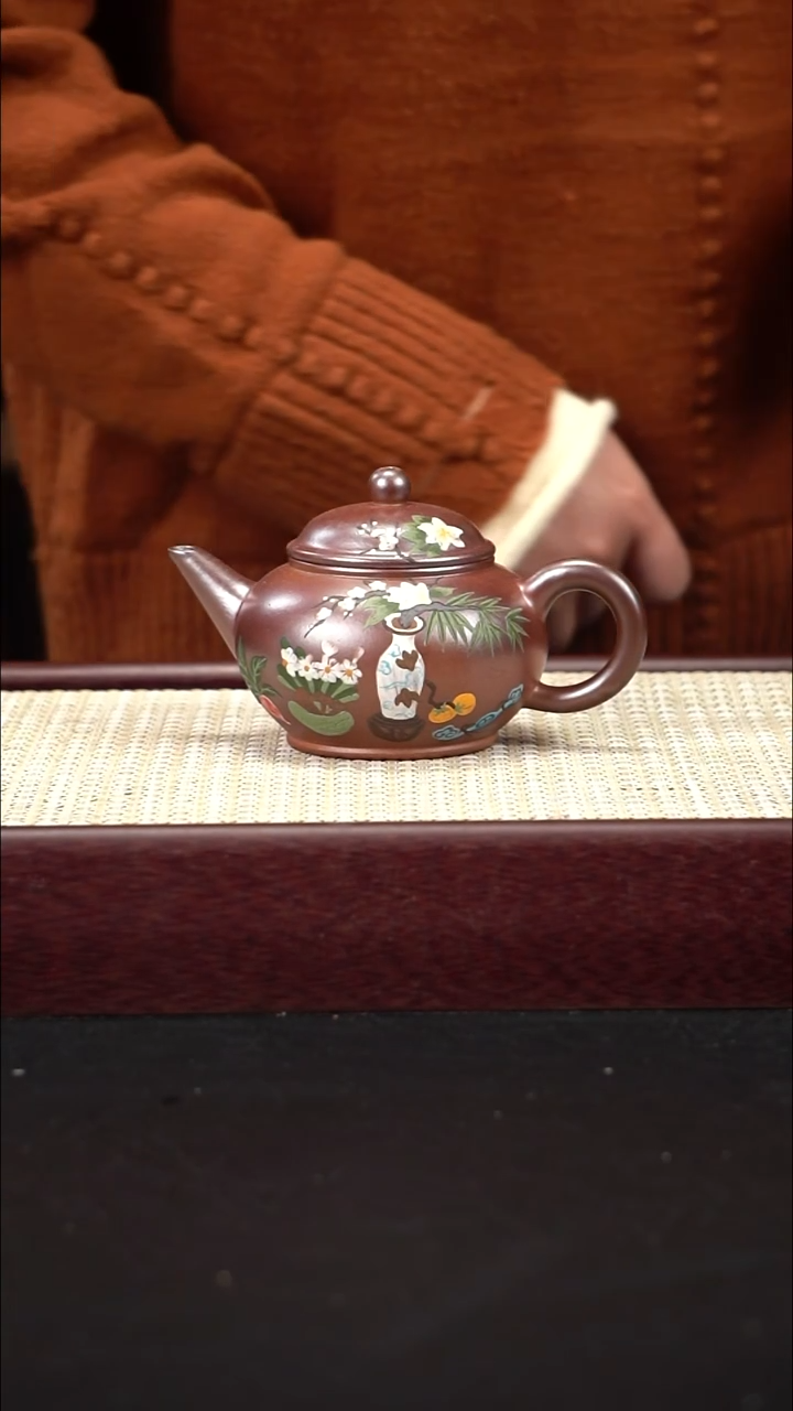 茶壶紫砂柴烧  水平 泥绘