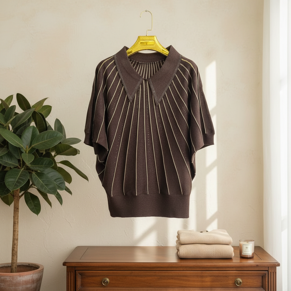 慵懒风针织衫条纹拼接上衣套头款女百搭毛针织衫   09