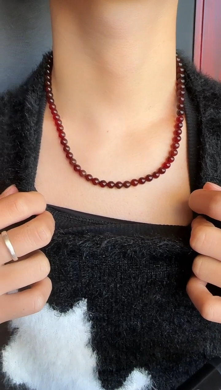 琥珀颈饰未镶嵌#37缅甸琥珀血珀妈妈链6mm