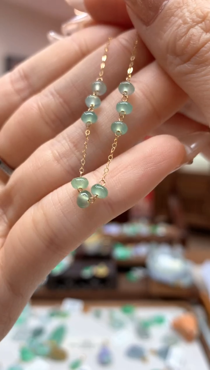 【闪购商品】翡翠手链18K金镶嵌手链