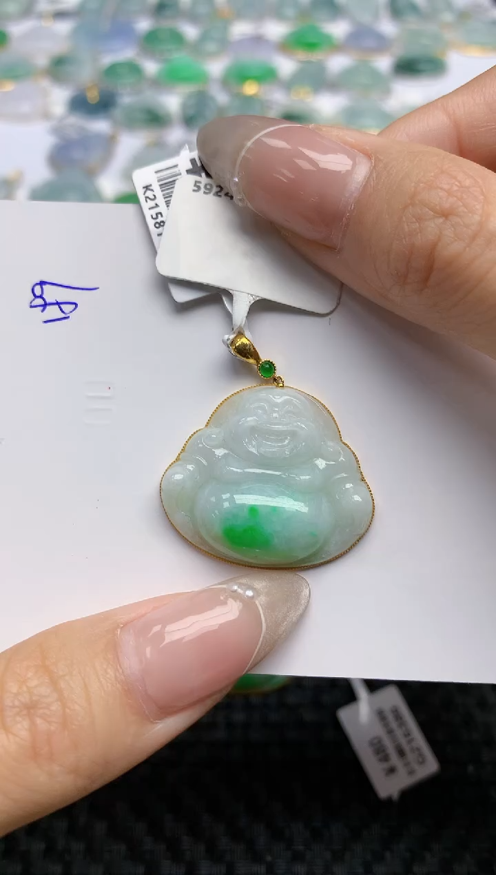 【闪购商品】翡翠颈饰18K金镶嵌天然翡翠A货