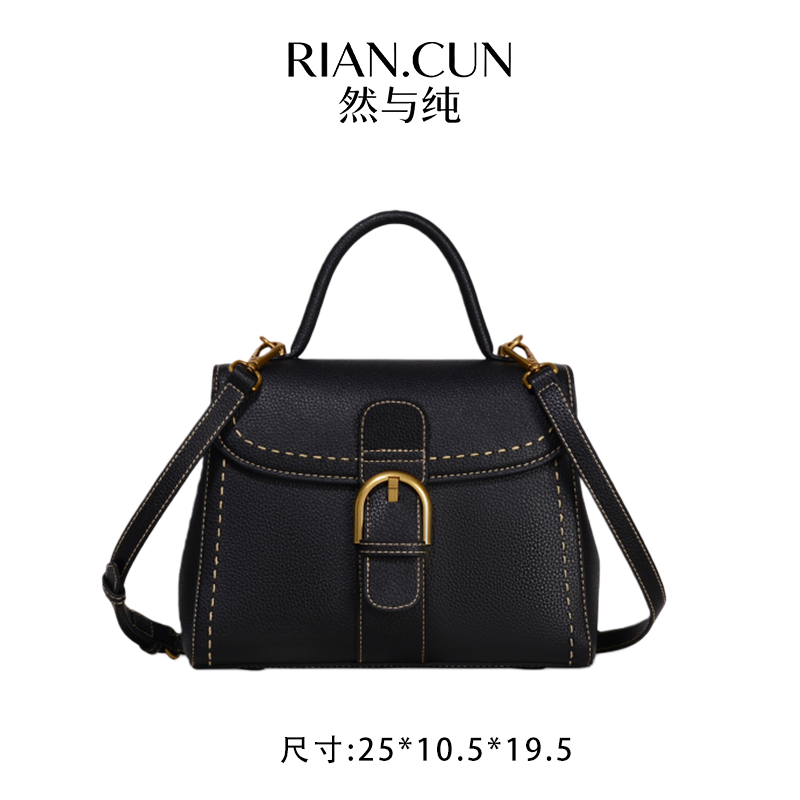 RAIN.CUN冬季2025新款轻奢设计单肩斜挎女包 GQ-1905-黑色