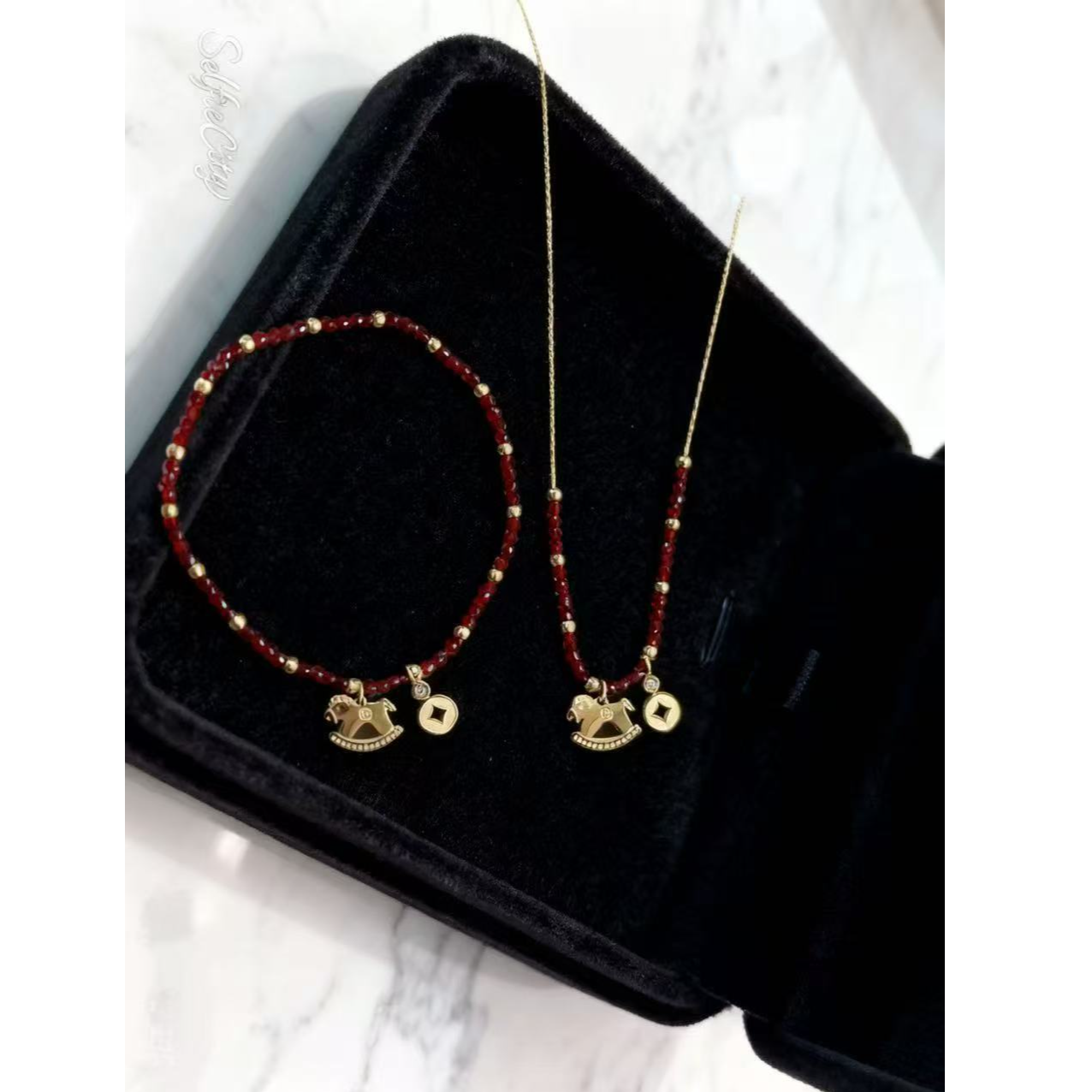 钛钢手链 【马卓萌专属】马上有乾花红色百搭简约手链  项链