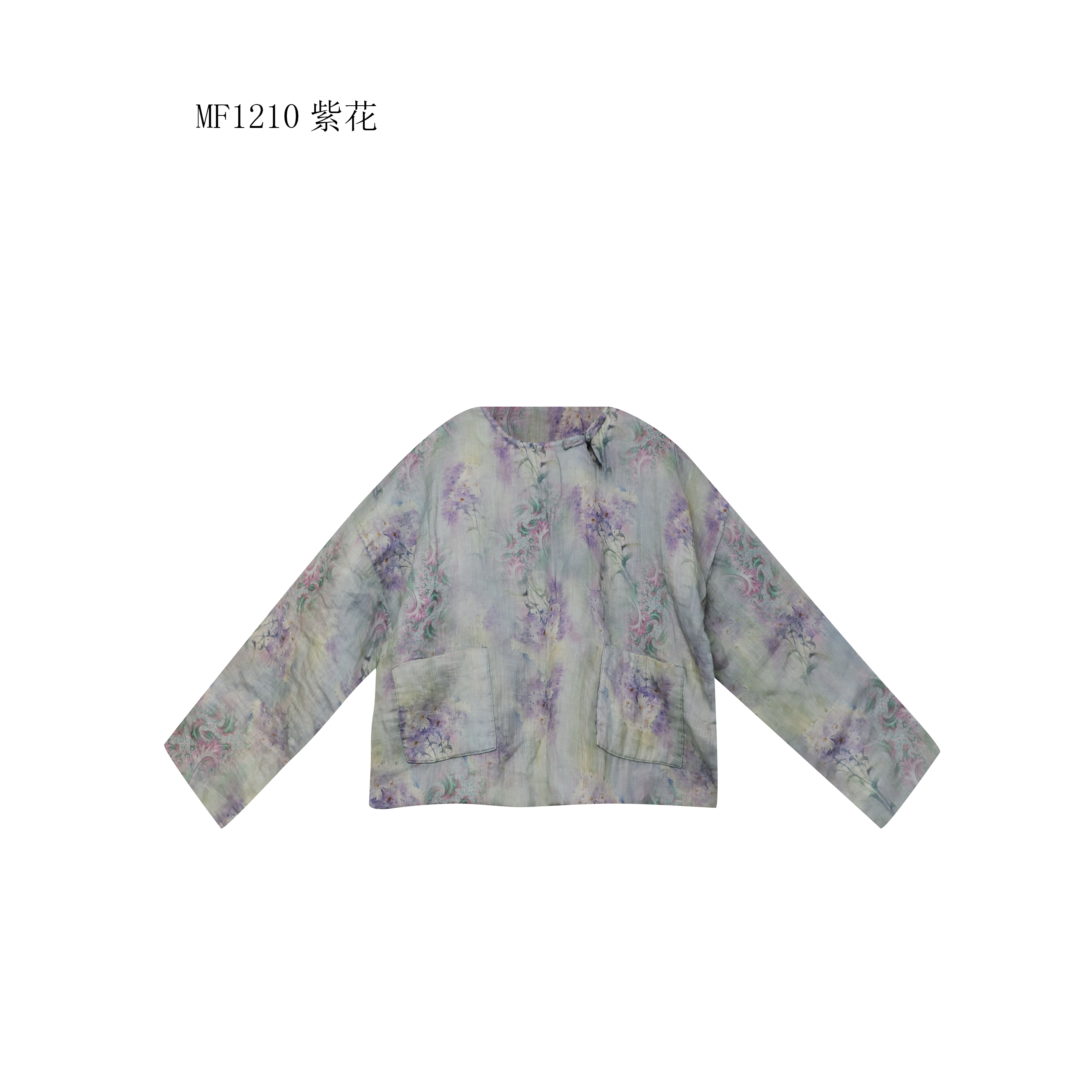 【麻訪家】MF1210紫花文艺盘扣宽松百搭保暖棉服上衣