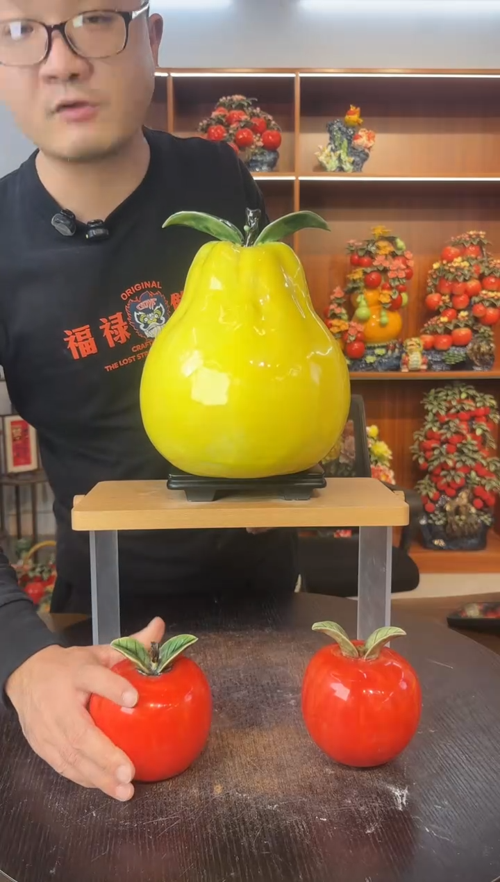 陶瓷陶瓷柚子送苹果摆件