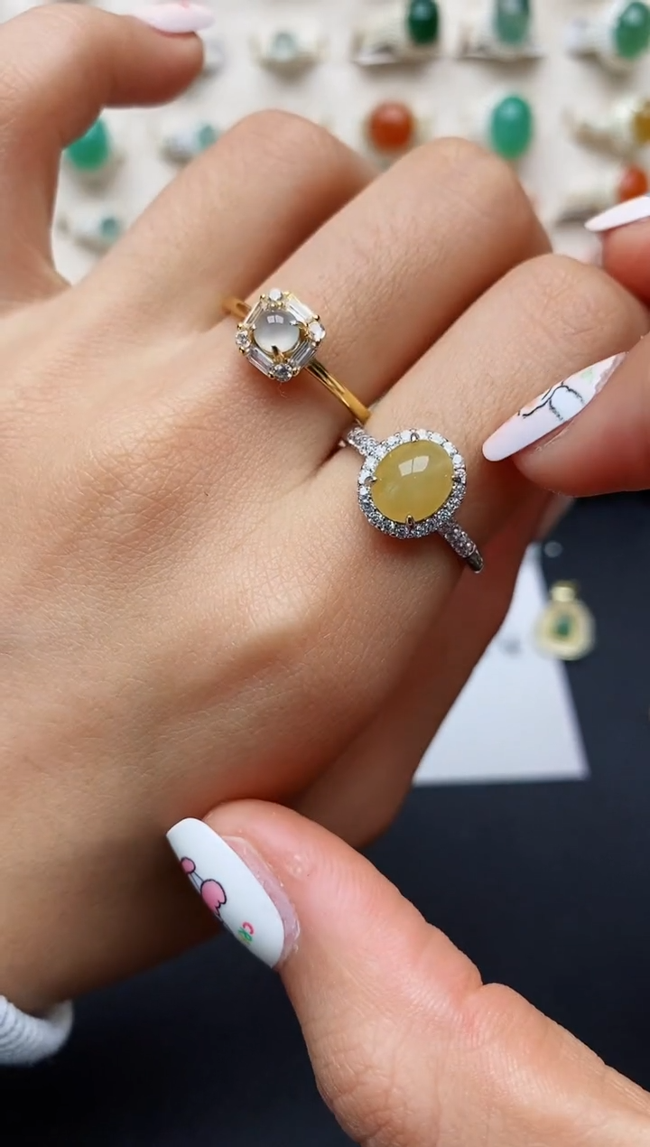 【闪购商品】翡翠戒指银S925镶嵌缅甸翡翠