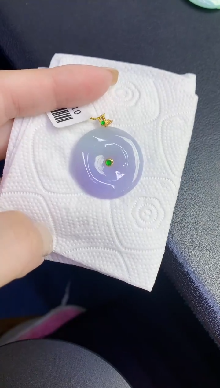 颈饰18K金镶嵌翡翠缅甸天然翡翠A货