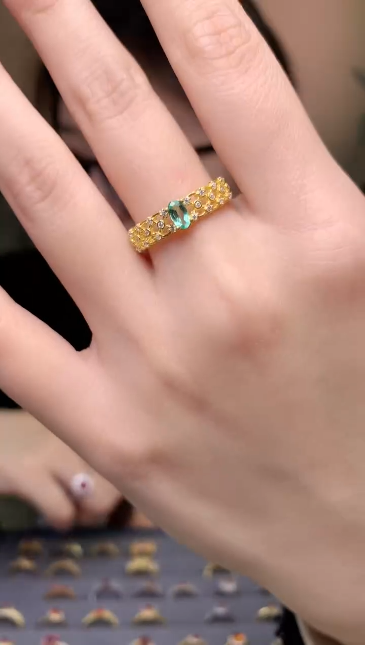 【闪购商品】祖母绿戒指银S925镶嵌戒指