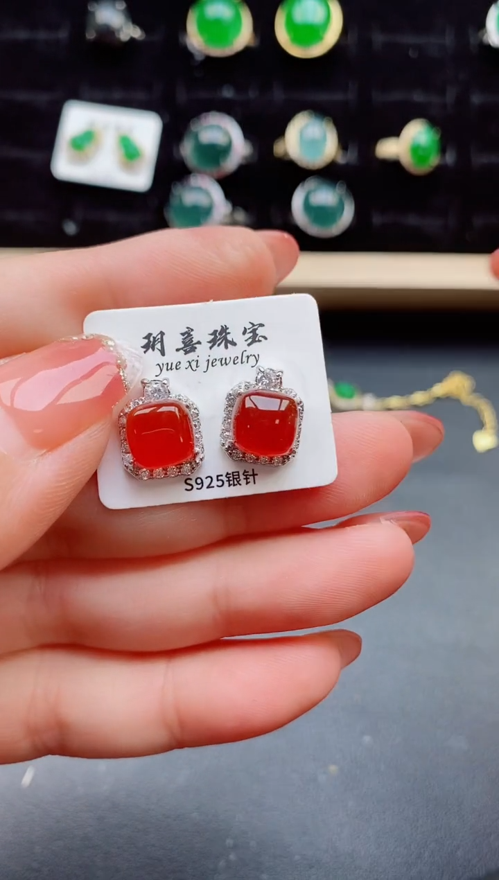 【闪购商品】翡翠耳饰银S925镶嵌212121