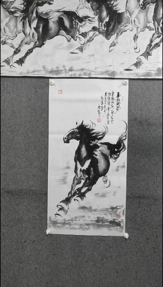 国画水墨写意单骏马图