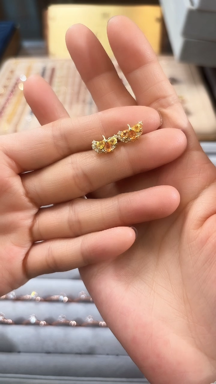 【闪购商品】蓝宝石耳钉银S925镶嵌  09